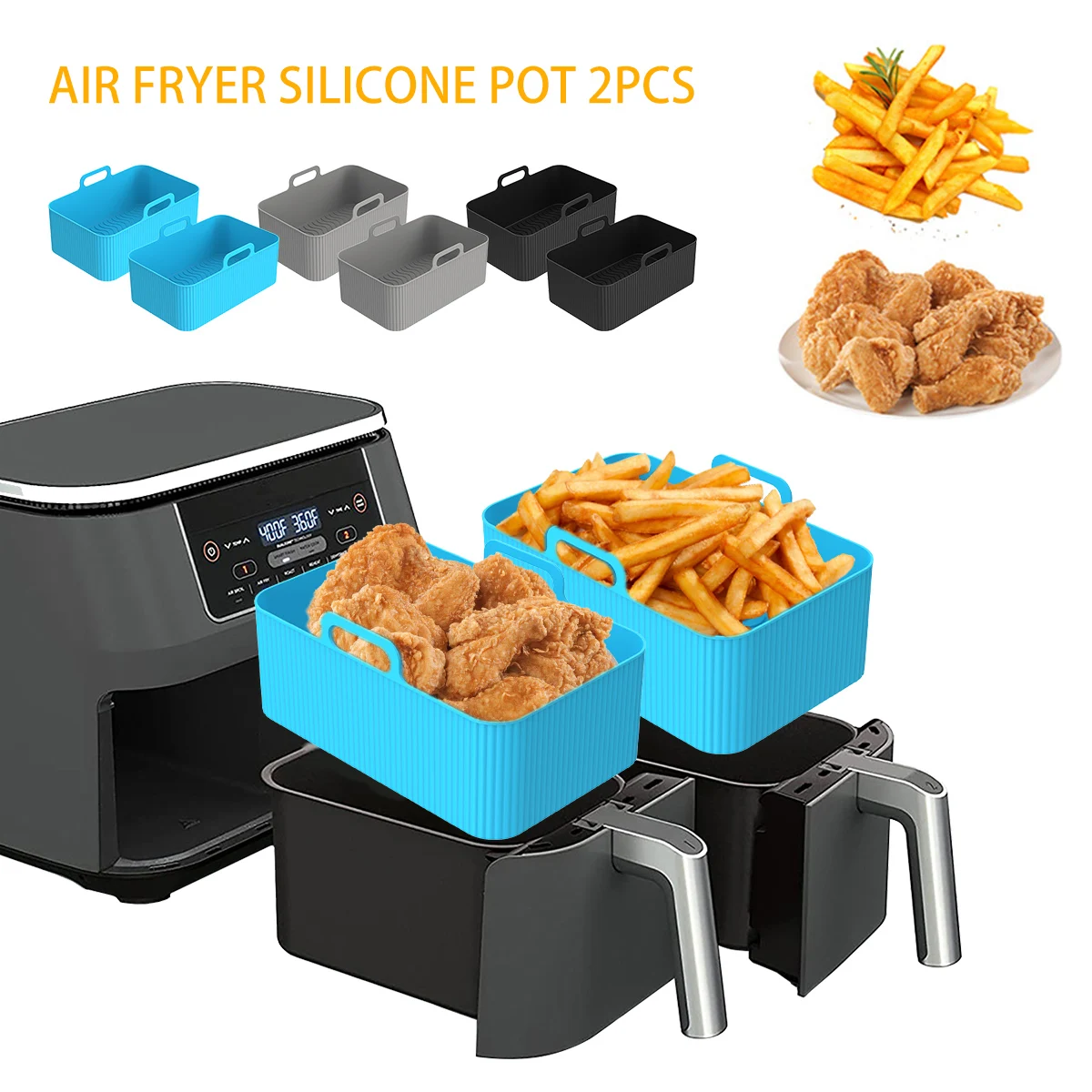 2Pcs Air Fryer Silicone Liner  - Air Fryer Silicone Pot Liner 评论和价格