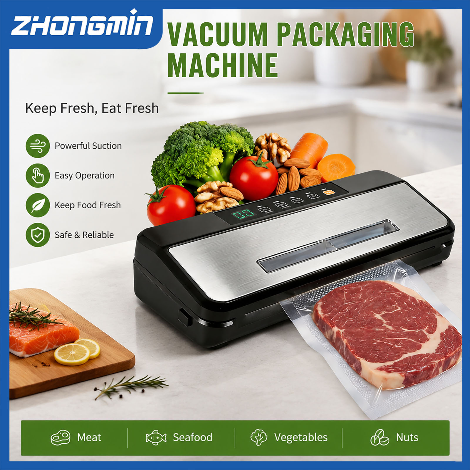 ZHONGMIN Multifunctional Vacuu - Food Vacuum Sealer Machine 评论和价格